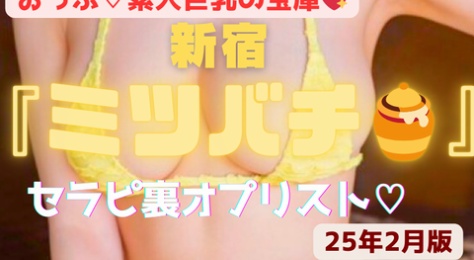 【新宿で素人巨乳ならココ！】『ミツバチ』擦れてないぷるるん巨乳セラピのオッパイ押し付け施術♡NEXTブレイクの雰囲気漂うセラピ11名の㊙裏ＯＰリスト（25年2月版）
